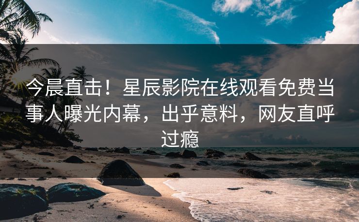 今晨直击！星辰影院在线观看免费当事人曝光内幕，出乎意料，网友直呼过瘾