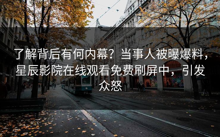 了解背后有何内幕？当事人被曝爆料，星辰影院在线观看免费刷屏中，引发众怒